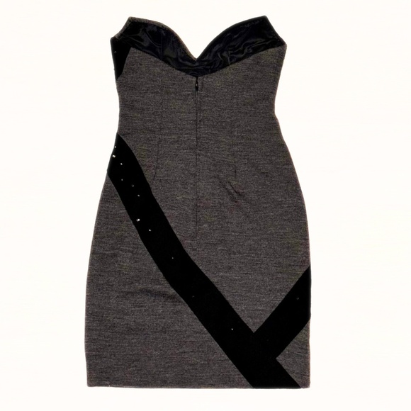 Bob Mackie Vintage Strapless Dress Grey With Rhinestones Size 8 - Picture 5 of 7